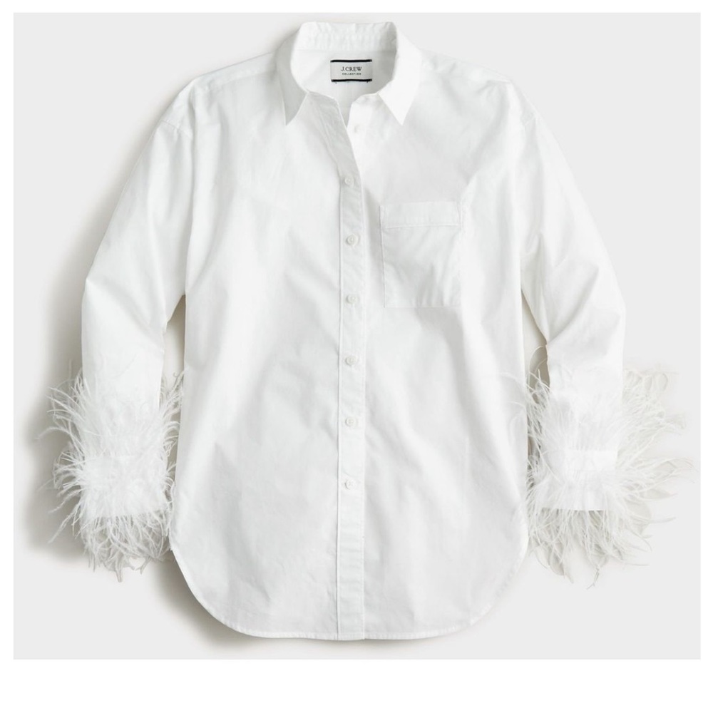 NWT JCrew Feather-trim Cotton Shirt